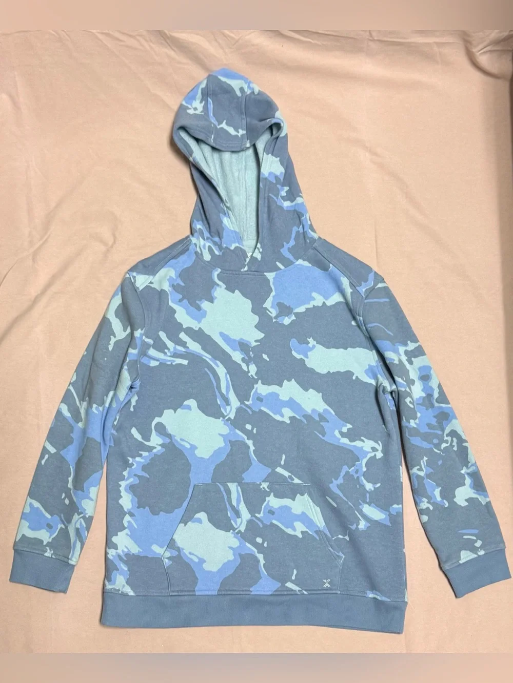 Xersion Blue Camo Pullover Hoodie Youth Large 14/16 Athletic Sweatshirt